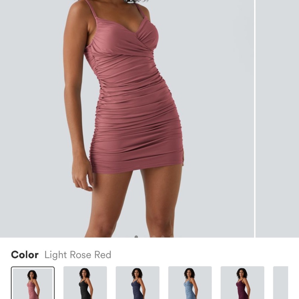 Halara Deep V Neck Adjustable Strap Backless Ruched Bodycon Mini Casual Dress